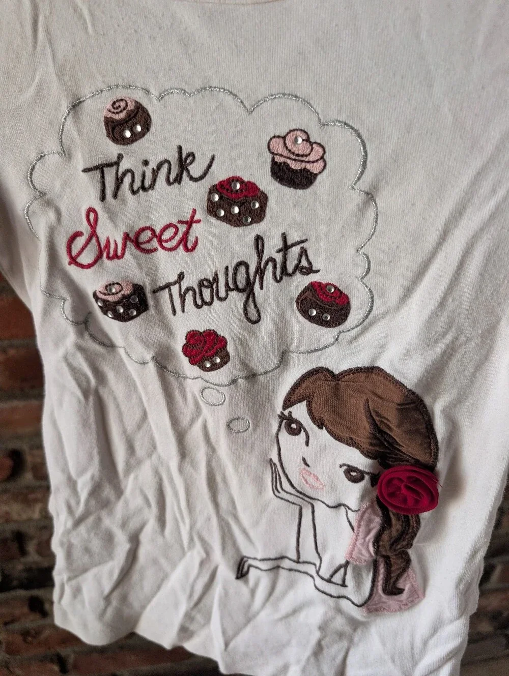 Gymboree White Long-Sleeve 'Think Sweet Thoughts' Graphic Tee